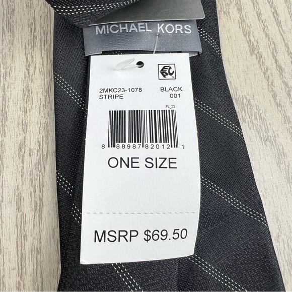 613 - Michael Kors Stripe Tie Black 001 2MKC23-1078 Silk Blend $69.50 - Picture 4 of 5